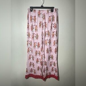 Pink Pajama Pants with Red Polka Dot Trim and Cheetah Novelty Print Size Large